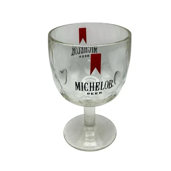 Vintage 1970's Michelob Beer Goblet Heavy Glass Footed Thumbprint Beer Mug - Picture 4 of 5